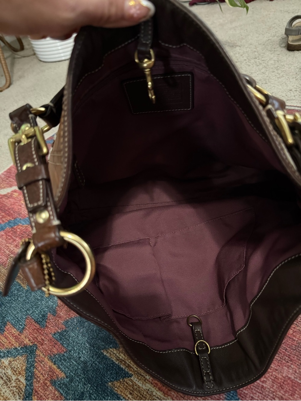 Coach Patchwork Shoulder Bag - Brown, Pink, Tan, Cream - Picture 7 of 8